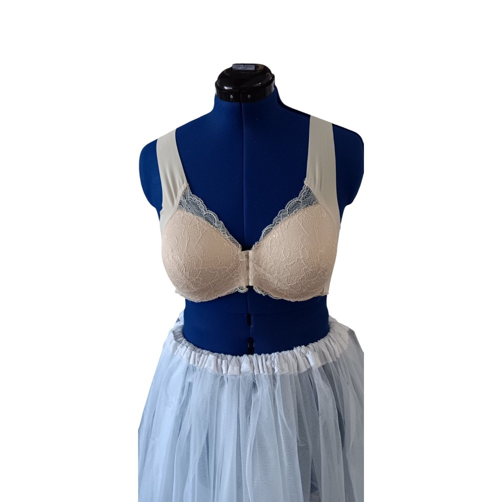 women's Brown Front Closure Wire Free Adjustable Strap‎ Comfort Support Bra 4 XL